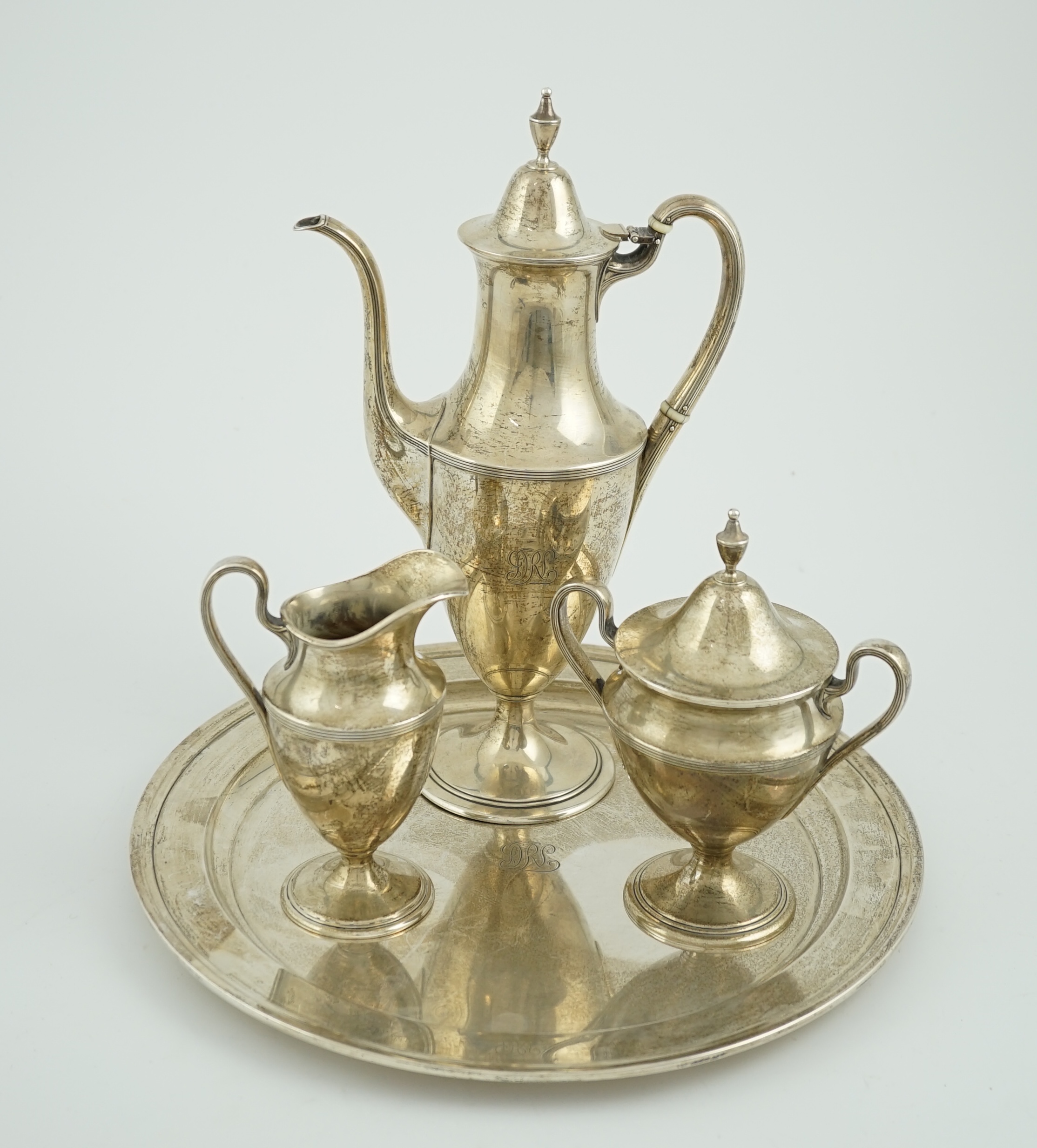 An early 20th century Tiffany & Co sterling silver four piece coffee service, CITES Submission reference ZLP8VZ9R